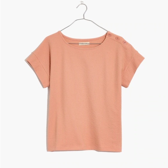 Madewell Tops - Madewell Women’s Seersucker Button-Shoulder Top in Antique Coral, Size Small